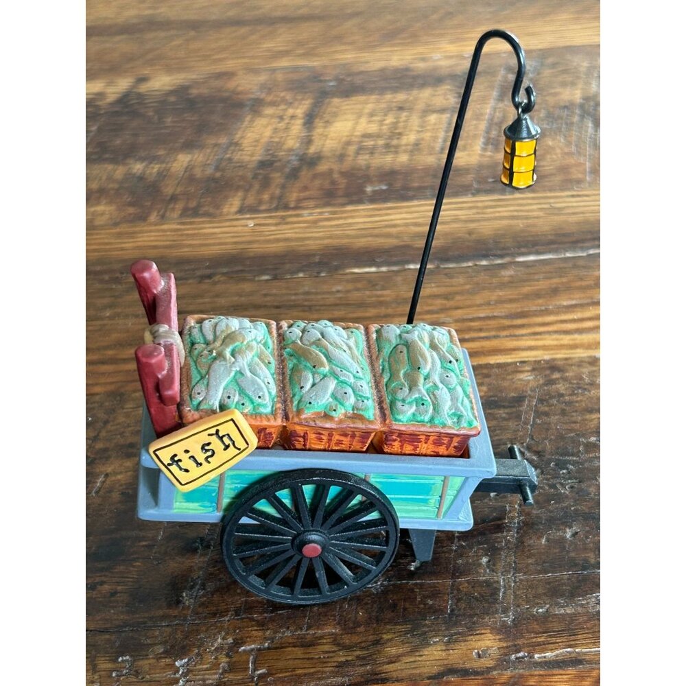 Vintage Dept 56 Fish Cart Figurine Fish Monger Cart Heritage Collection
